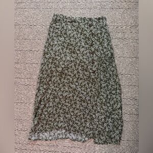 Papermoon Olive Green Floral midi skirt